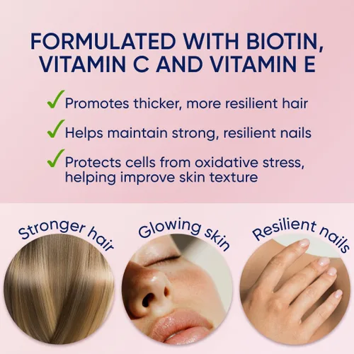 Miniatura 6 de Moerie Gomitas para el cabello, piel y uñas, para mujeres y hombres, biotina para pérdida de cabello, vitaminas gomosas y suplementos dietéticos