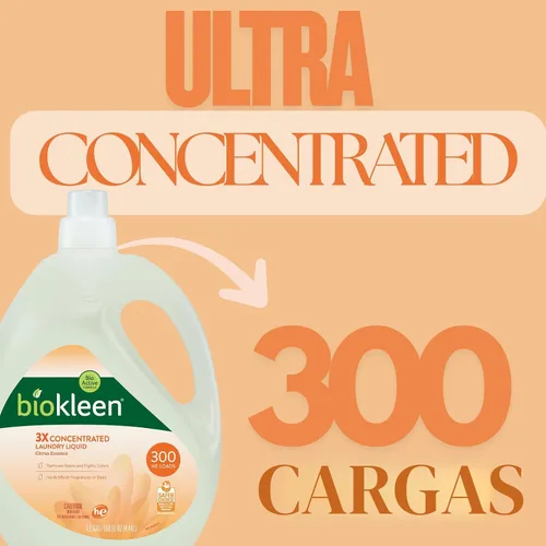 Miniatura 3 de Biokleen Detergente líquido natural para ropa - 300 cargas - Ecológico, concentrado, a base de plantas, seguro para niños y mascotas, sin