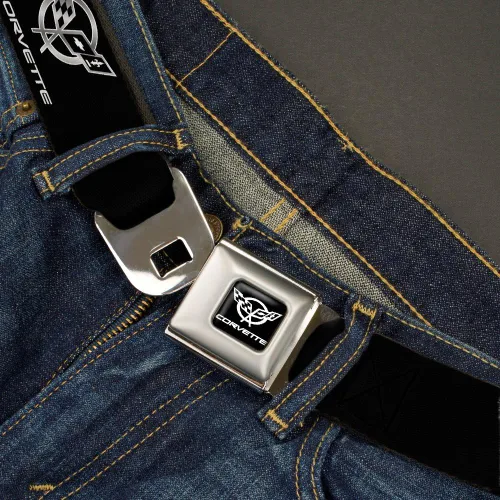 Miniatura 2 de Buckle-Down Seatbelt Belt - Corvette BlackSilver REPEAT - 1.0" Wide - 20-36 Inches in Length