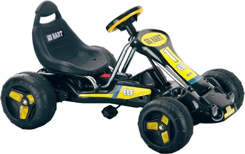 Go Kart - Auto con pedal de 4 ruedas con calcomanías de carreras, juguetes para interiores y exteriores, para niños y niñas de 3 a 7 años (negro)