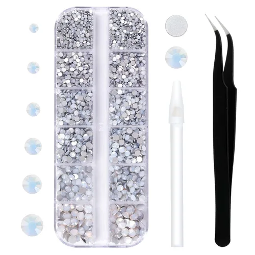 Miniatura 28 de 3792 diamantes de imitación con parte trasera plana para manualidades, piedras preciosas de cristal para uñas, diamantes de imitación brillantes