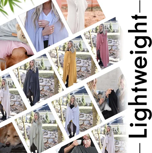 Miniatura 39 de K E L O R Luxury Cooling Travel Blanket - Stretchy, Lightweight Soft & Breathable Shawl Wraps for Women