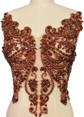 Miniatura 16 de Apliques de encaje hechos a mano con diamantes de imitación para coser en cuentas de vidrio, accesorios para ropa de vestir (blanco)