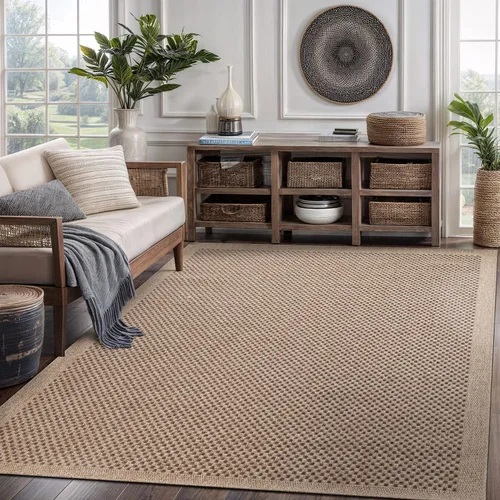 Miniatura 73 de CAMILSON Easy Alfombra de yute, 2 x 3 pulgadas, interiores y exteriores, fibra gris oscuro, para sala de estar, patio y cocina, diseño tejido