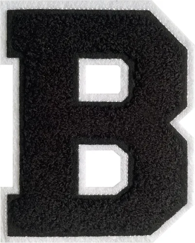 Parche de letras Varsity de felpilla negra de 4.5 pulgadas, parches para planchar para ropa, sombreros, jeans, bolsas y mochilas (1 unidad)