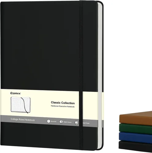 Miniatura 9 de COMIX Paquete de 3 cuadernos de diario rayados A4, 240 páginas, tamaño grande, 8.5 x 11 pulgadas, negro, cuadernos de tapa dura para hombres