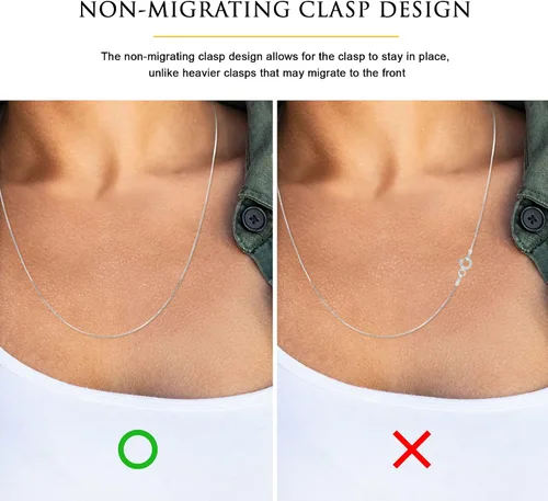 Miniatura 6 de Collar de cadena de plata de ley para mujer, resistente al deslustre, cierre no migratorio, fabricado en Italia, plata de ley 925, 14 pulgadas - 36