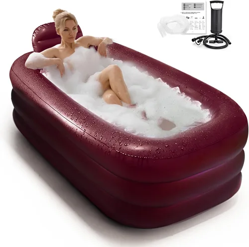 Miniatura 10 de Bañera portátil para adultos – Baño de hielo y bañera de hidromasaje para la recuperación de atletas, spa en casa – Bañera inflable grande de 62.2 x