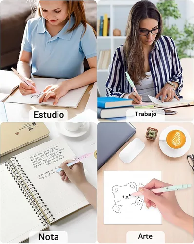 Miniatura 7 de FIOVER Bolígrafos de gel, juego de 5 bolígrafos de tinta negra de punta media de 0.7 mm con escritura suave y agarre cómodo, bolígrafos estéticos