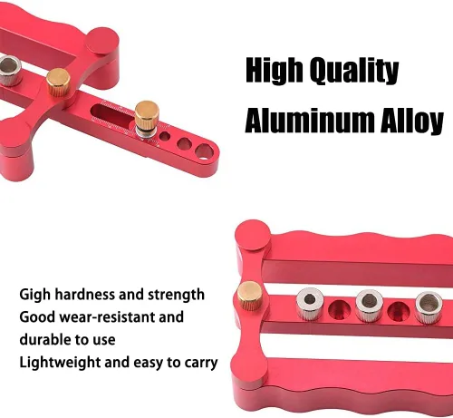 Miniatura 2 de Joywayus Autocentrado Dowelling Jig, métrico estándar 6/8/0.394 in tacos Jig Accesorios, Guía de perforación de agujero de clavija de madera