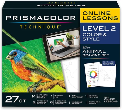 Prismacolor Technique, Suministros de Arte y Lecciones de Arte Digital, Set de Dibujos de Animales, Nivel 2, Cómo Dibujar Animales con Lápices de