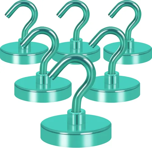 Miniatura 13 de Neosmuk Ganchos magnéticos extrafuertes con resistencia de más de 27 lbs, con imanes de tierras raras resistentes para refrigerador, crucero, Bronce
