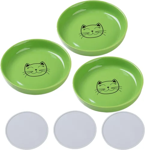 Miniatura 13 de Lusifaco - Cuencos poco profundos para comida de gato, tazón de cerámica de 5.9 pulgadas de ancho para gatos de interior, juego de platos para gatos