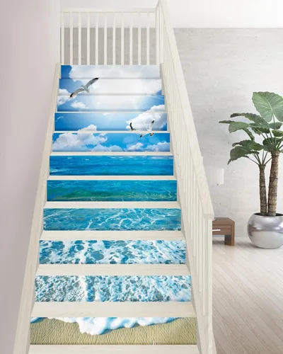 Miniatura 9 de FLFK Calcomanías para escaleras - Adhesivos para escaleras, Calcomanías autoadhesivas para escalones de Sunrise Coast, para decoración del hogar