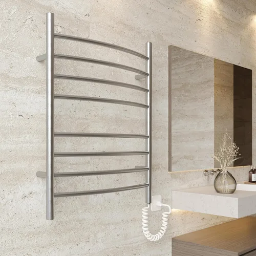 Miniatura 7 de HEATGENE Calentador de toallas de 8 bares, calentador de toallas de baño curvo, calentador de toallas para baño, estante de secado enchufable