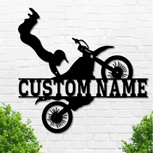 Miniatura 30 de Letrero de metal personalizado para motocicleta, arte de pared de metal con bandera de EE. UU., arte de pared de metal para motocicleta, letrero