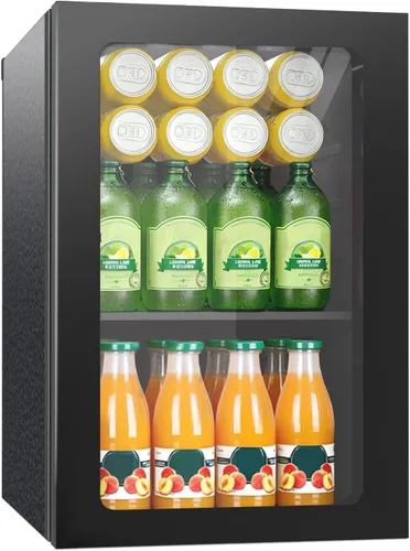 Miniatura 15 de Erivess - Refrigerador compacto independiente para bebidas, mini refrigerador para 24 latas/0.9 pies cúbicos con puerta frontal de vidrio reversible