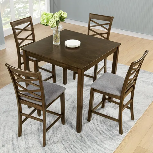 Miniatura 11 de LUMISOL Juego de mesa de comedor de 5 piezas con 4 sillas, juego de mesa de cocina de granja para lugares pequeños, cocina, comedor, negro y roble