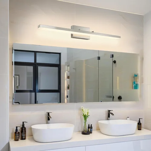 Lámpara LED de tocador de baño de 36 pulgadas, níquel cepillado | Dimmable 36W 3000K Warm White, Over Mirror Light Fixture, Modern Wall Sconce for