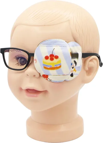 Astropic Parche de algodón 3D y seda para niños | Parche para ojos para niños y niñas | Parche médico para niños con ojo perezoso (pastel de