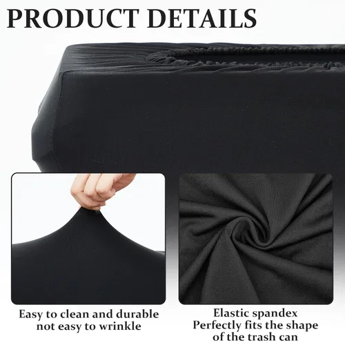 Miniatura 3 de Windyun 4 piezas de 23 galones de elastano estirable para basureros para bodas, fiestas, decoración de recaudación de fondos para el hogar y el Negro
