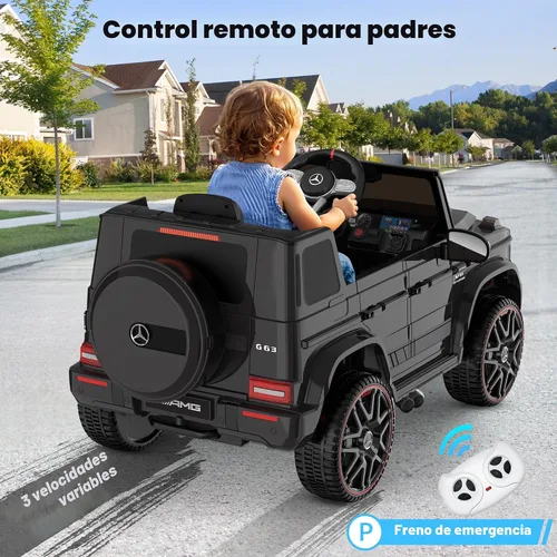Miniatura 3 de ANPABO Auto de juguete Mercedes-Benz G63 con licencia, para niños, 12 V, con control remoto para padres, aviso de batería baja, faro delantero LED