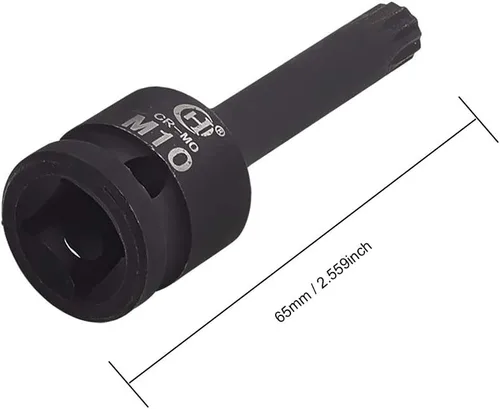 Miniatura 3 de Utoolmart Broca de impacto negra, 1/2 pulgada M10 Impact Triple Square Spline Socket, acero cromado molibdeno, herramienta de reparación de broca
