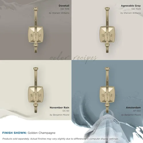 Miniatura 7 de Amerock H37002BBZ Kinsale Gancho decorativo de pared de doble punta, gancho dorado champán para abrigos, sombreros, mochilas, bolsas Ganchos