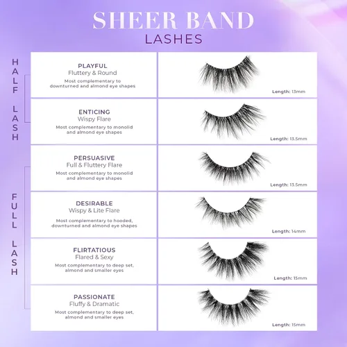 Miniatura 5 de Lilly Lashes Banda Transparente, Pestañas Postizas con Pestañas de Banda Invisible, Medias Pestañas de Aspecto Natural, Media Pestaña Estilo Ojo