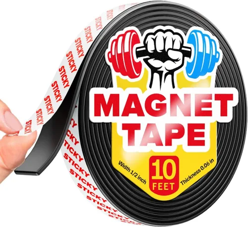 Miniatura 9 de Cinta magnética flexible (10 pies x 1 pulgada), tira magnética con fuerte autoadhesivo, rollo magnético ideal para manualidades y proyectos
