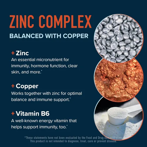 Miniatura 5 de Suplemento de zinc con microperlas con cobre para apoyo inmunológico Bisglicinato de zinc altamente absorbible y orrotato con 2 mg de cobre