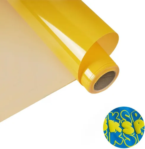 Vinilo de transferencia de calor, 12 pulgadas x 5 pies, vinilo amarillo 3D para planchar en camiseta, compatible con todas las máquinas cortadoras,