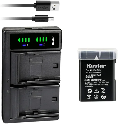 Miniatura 10 de Kastar Paquete de 2 baterías EN-EL14 y cargador USB LTD2 de repuesto para cámara réflex digital Nikon D5500, cámara D5600 DSLR, cámara Df DSLR