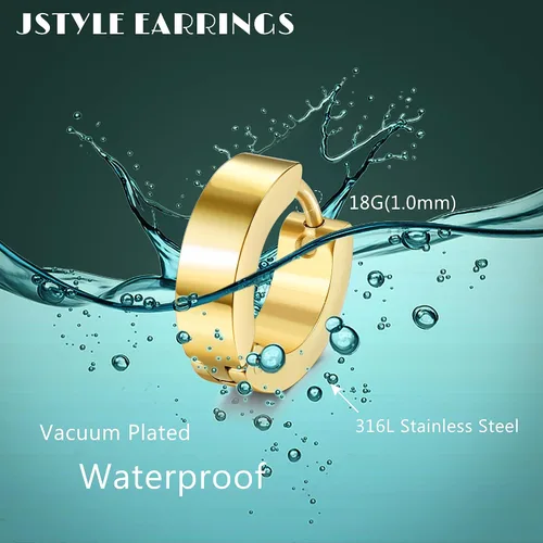 Miniatura 9 de Jstyle 4 pares de aretes de acero inoxidable para hombres y mujeres, aretes de aro Huggie Piercing 18G