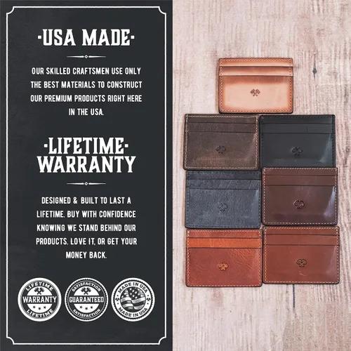 Miniatura 5 de Cartera delgada para hombre Fabricada en Estados Unidos Cuero de grano completo