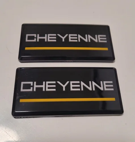 2X 88-98 Emblema de Pilar del Techo de Cheyenne 3D Placa de Nombre con Adhesivo Lateral de Reemplazo para Cheyenne (Negro Amarillo)