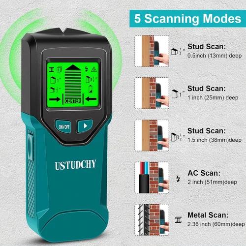 Miniatura 3 de Detector de pernos - Escáner de pared electrónico 5 en 1, detector de pernos con pantalla LCD digital y chip inteligente, detector de pernos