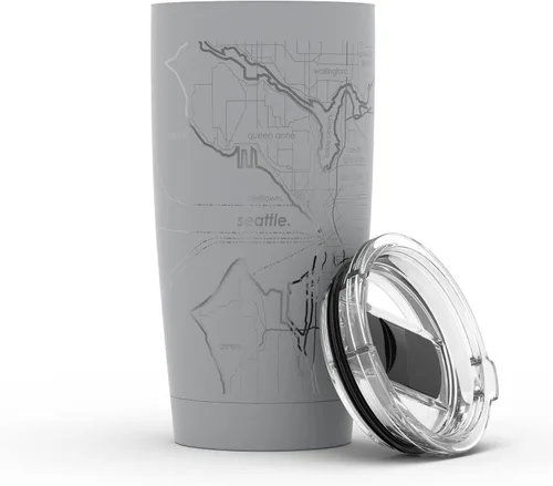 Miniatura 70 de Well Told Vaso de café aislado con diseño grabado de mapa de Atlanta Georgia, taza de acero inoxidable grabada (20 onzas, negro) con diseño de mapa