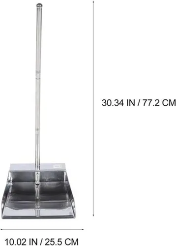 Miniatura 2 de Sartén para polvo de mango largo – Recogedor de acero inoxidable resistente – Diseño de pie – Herramienta limpia para el hogar, vestíbulo/tienda, A