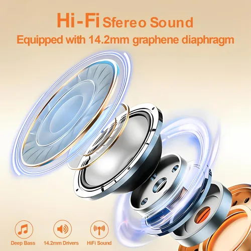 Miniatura 3 de Auriculares inalámbricos de oído abierto Bluetooth 6.0, auriculares deportivos de reproducción de 5 horas con estuche de carga, gancho para colocar
