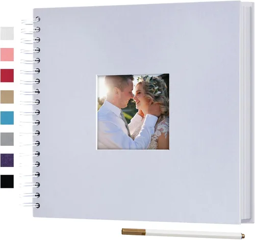 Miniatura 22 de Álbum de fotos para scrapbook DIY de 10 x 10 pulgadas con cubierta de diseño de ventana, 80 páginas, libro de recuerdos de papel para manualidades