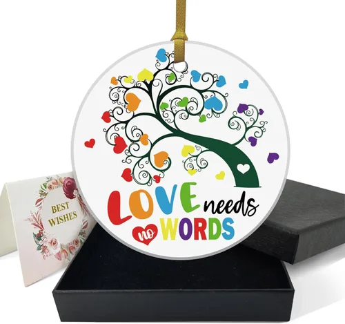 Miniatura 12 de REWIDPARTY Adorno floral de primo, placa de recuerdo para árbol de Navidad, regalo de graduación, cumpleaños, para mujeres y hombres, adorno