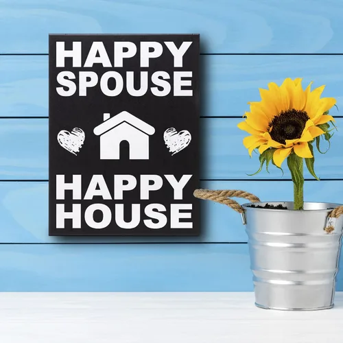 Miniatura 3 de JennyGems Cartel de Happy Spouse Happy House, regalos divertidos de boda, regalos para parejas, letreros de matrimonio, decoración para parejas