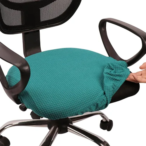 Miniatura 20 de Melaluxe Funda para silla de oficina de jacquard elástico, extraíble y lavable, funda de asiento giratoria para silla de escritorio, color negro