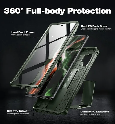 Miniatura 6 de Dexnor Funda para Samsung Galaxy Note 10+ Plus, [protector de pantalla y soporte integrados] Protección de grado militar de servicio pesado a prueba