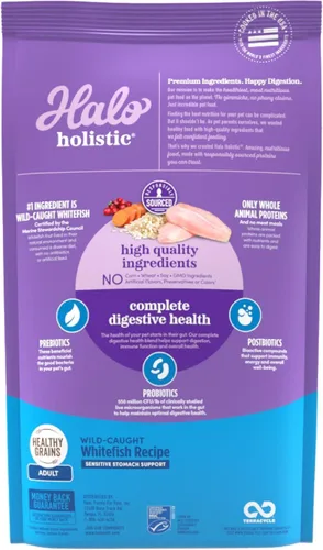 Miniatura 2 de Halo Holistic, comida de gato con fórmula de pescado blanco capturado en la naturaleza, alimento seco con granos saludables, para el apoyo al