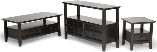 Miniatura 9 de SIMPLIHOME Amherst - Mesa consola – Mesa de sofá de madera maciza de 48 pulgadas de ancho en color marrón nogal, mesa de almacenamiento