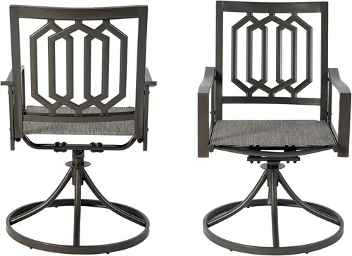 Miniatura 9 de Kozyard Paquete de 2 sillas giratorias de metal clásicas modernas para exteriores, patio, comedor, sillas mecedoras para patio trasero, patio o sala