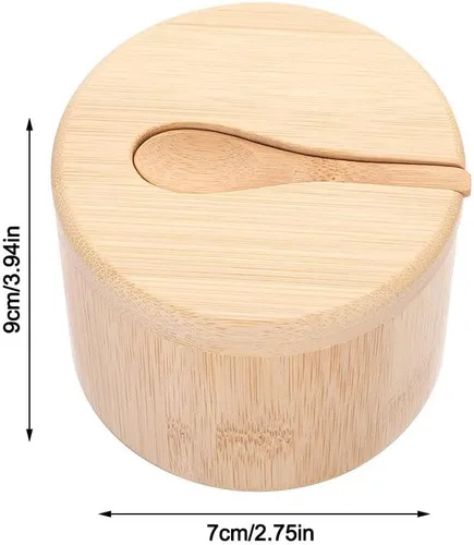 Miniatura 7 de Bamboo Big Dipper - Bodega de sal grande con cuchara y tapa giratoria magnética, caja de almacenamiento de 10 onzas