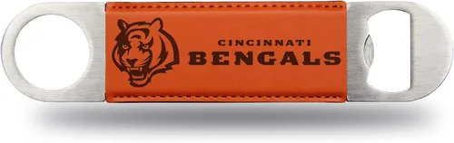 Miniatura 5 de Rico Industries NFL - Hoja de barra grabada con láser de piel sintética, gran accesorio para bebidas para el día del juego